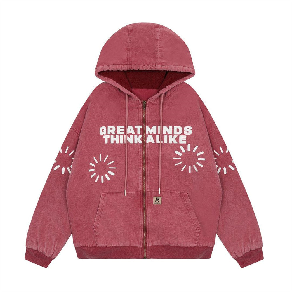 Washed Printed Full-zip Hoodie