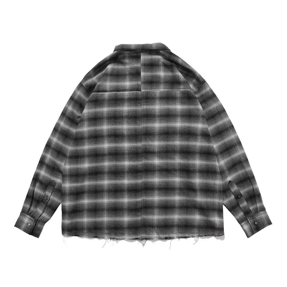 Colorblock Plaid Hem Flannel Shirt