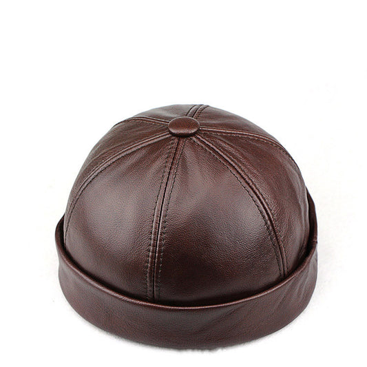 Leather No-brimmed Melon Hat