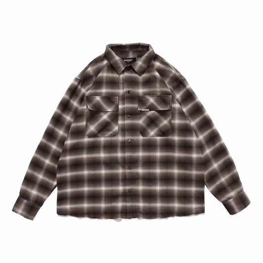 Colorblock Plaid Hem Flannel Shirt