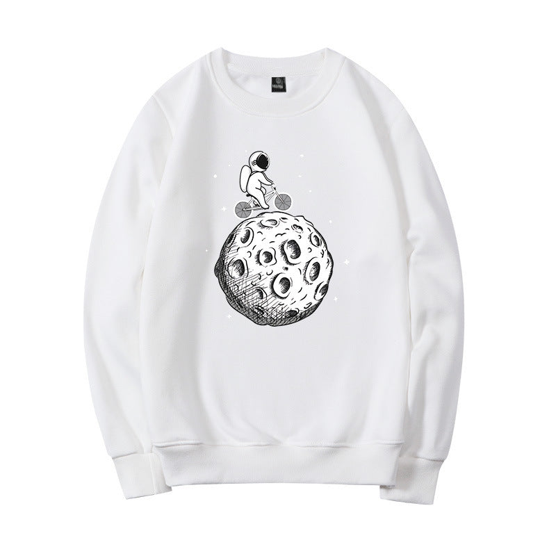 Space Cycling Astronaut Printed Sweatshirt