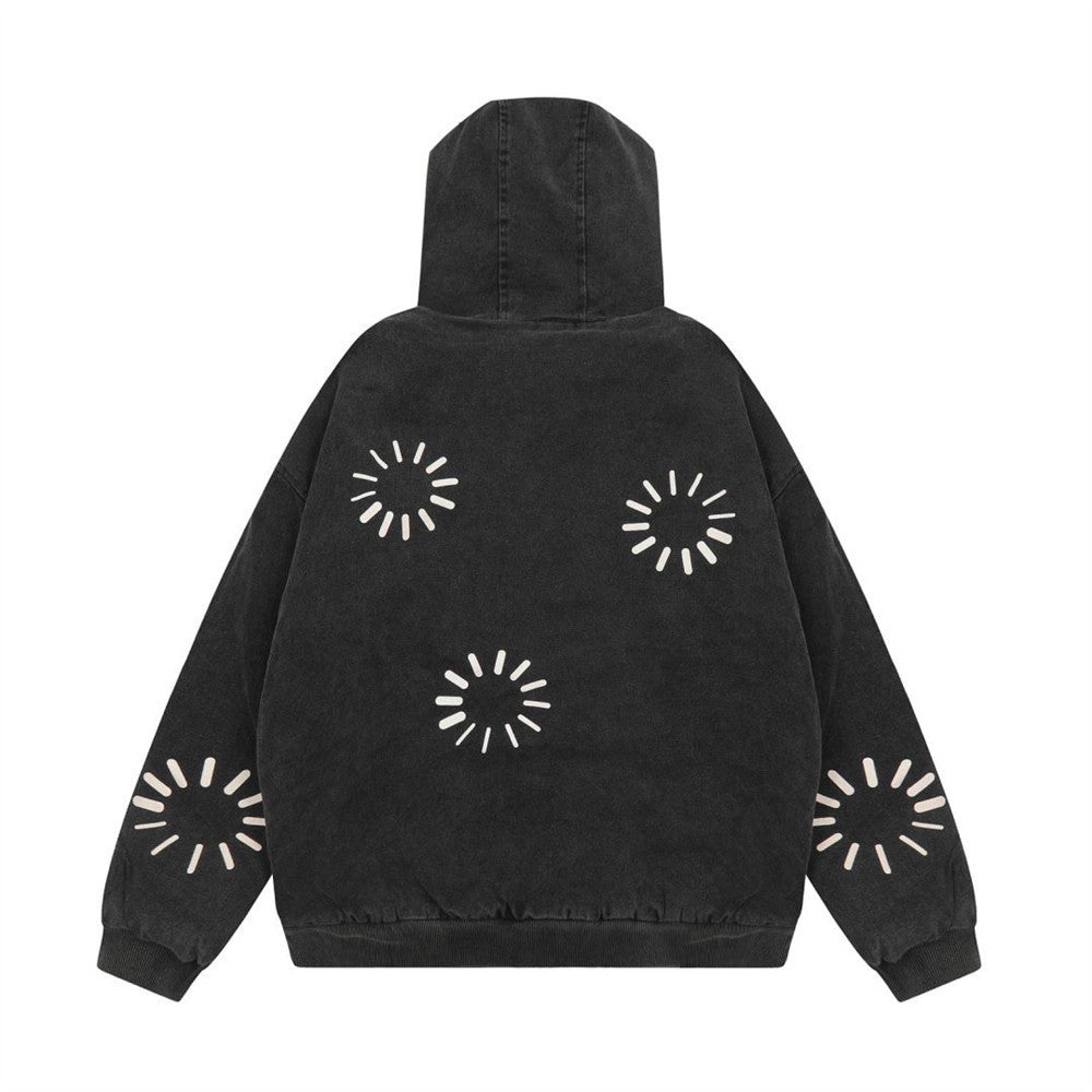 Washed Printed Full-zip Hoodie